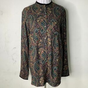 A.P.C. Women's Multicolor Paisley Floral Long Sleeve Button Down Shirt Size 38